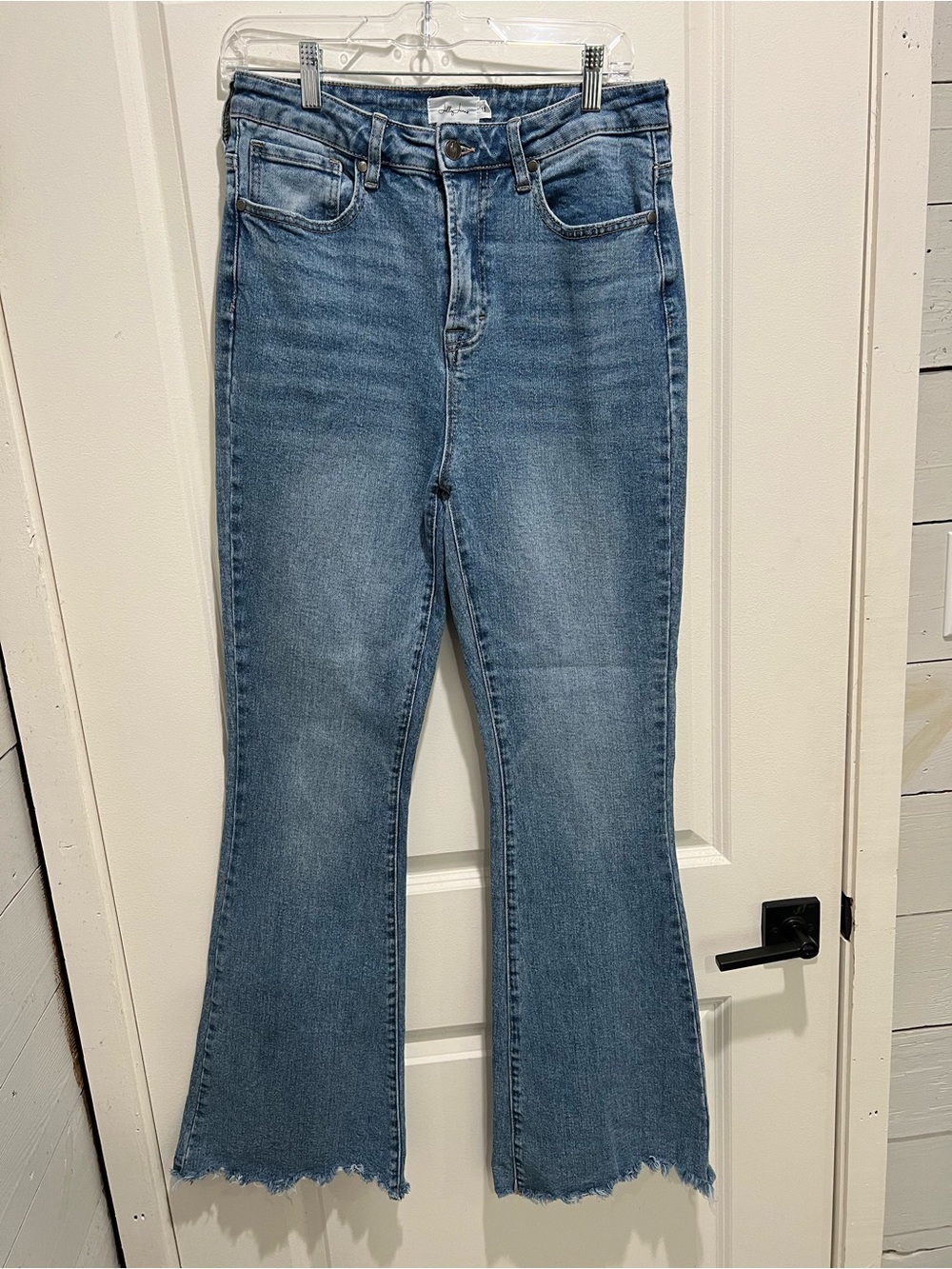 Jelly Beans Light Blue Flare Jeans with Raw Hem